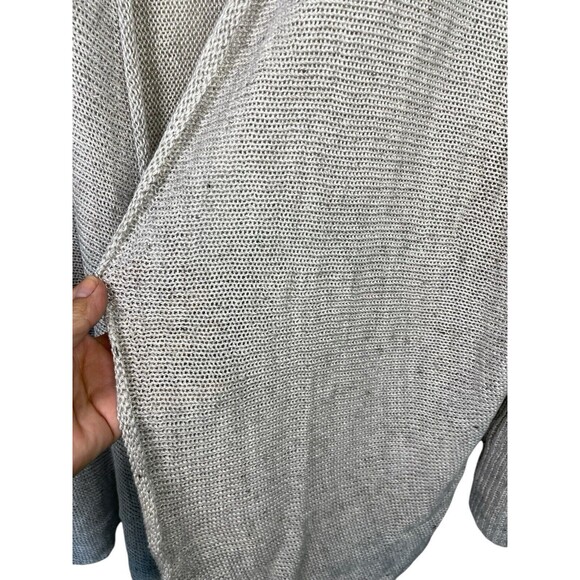 Eileen Fisher Cardigan Sweater Size Large 100% Organic Linen Draped Open Front - Picture 4 of 10